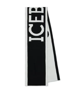 Kids Iceberg Black Wool Scarf With Logo