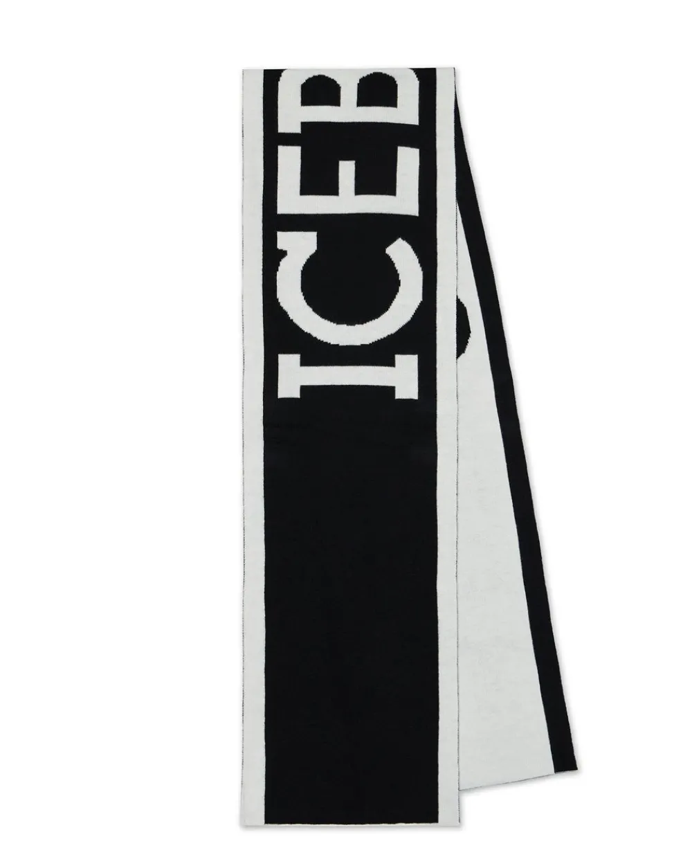 Kids Iceberg Black Wool Scarf With Logo