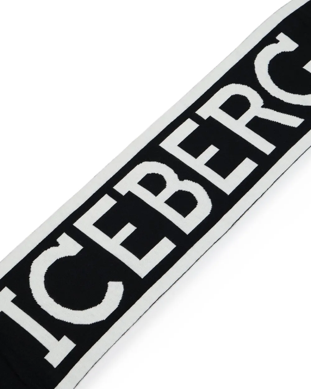 Kids Iceberg Black Wool Scarf With Logo
