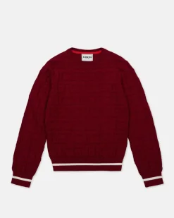 Kids/BOY Iceberg Burgundy Solid Color Crew Neck Sweater