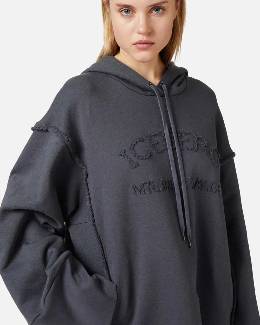 Women Iceberg Cotton Fleece Hooded Dress