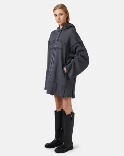 Women Iceberg Cotton Fleece Hooded Dress
