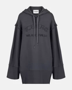 Women Iceberg Cotton Fleece Hooded Dress