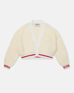 Kids Iceberg Cream-colored Bouclé Wool Cardigan