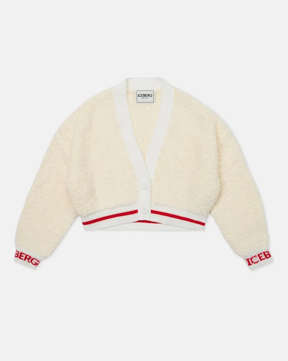 Kids Iceberg Cream-colored Bouclé Wool Cardigan