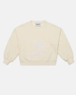 Kids Iceberg Cream-colored Crew-neck Crop Sweatshirt
