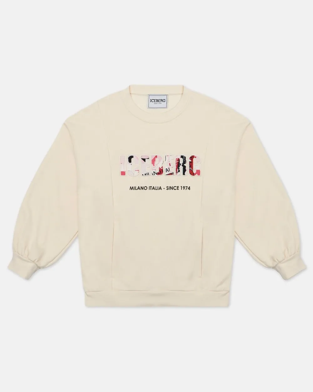 Kids Iceberg Cream-colored Crewneck Sweatshirt With Logo