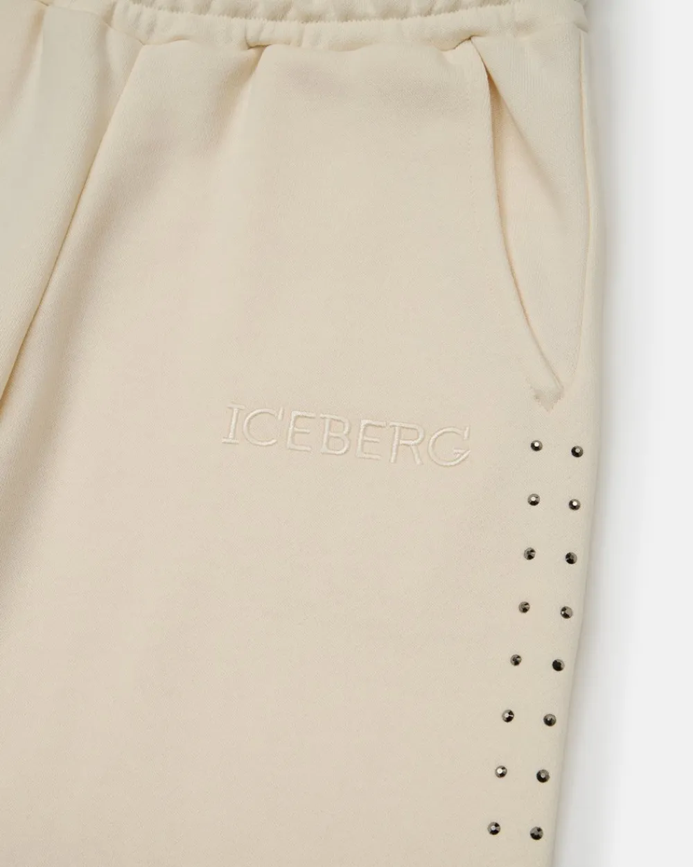Kids Iceberg Cream-coloured Sweatpants With Studs