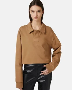 Women Iceberg Cropped Fit Polo Neck Sweatshirt