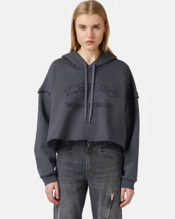 Women Iceberg Cropped Sweatshirt With Hood