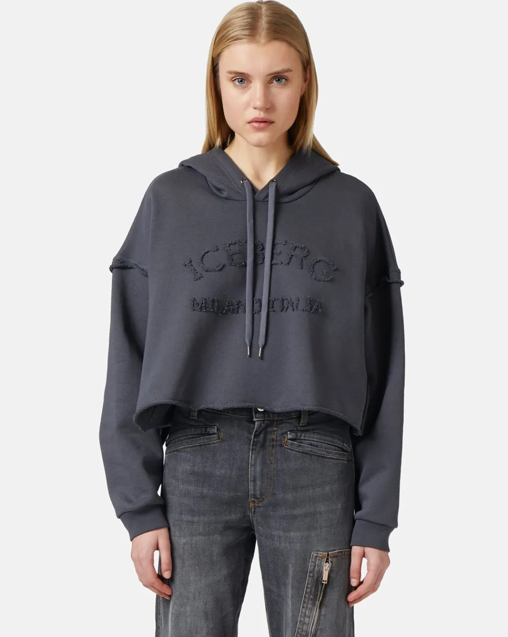 Women Iceberg Cropped Sweatshirt With Hood