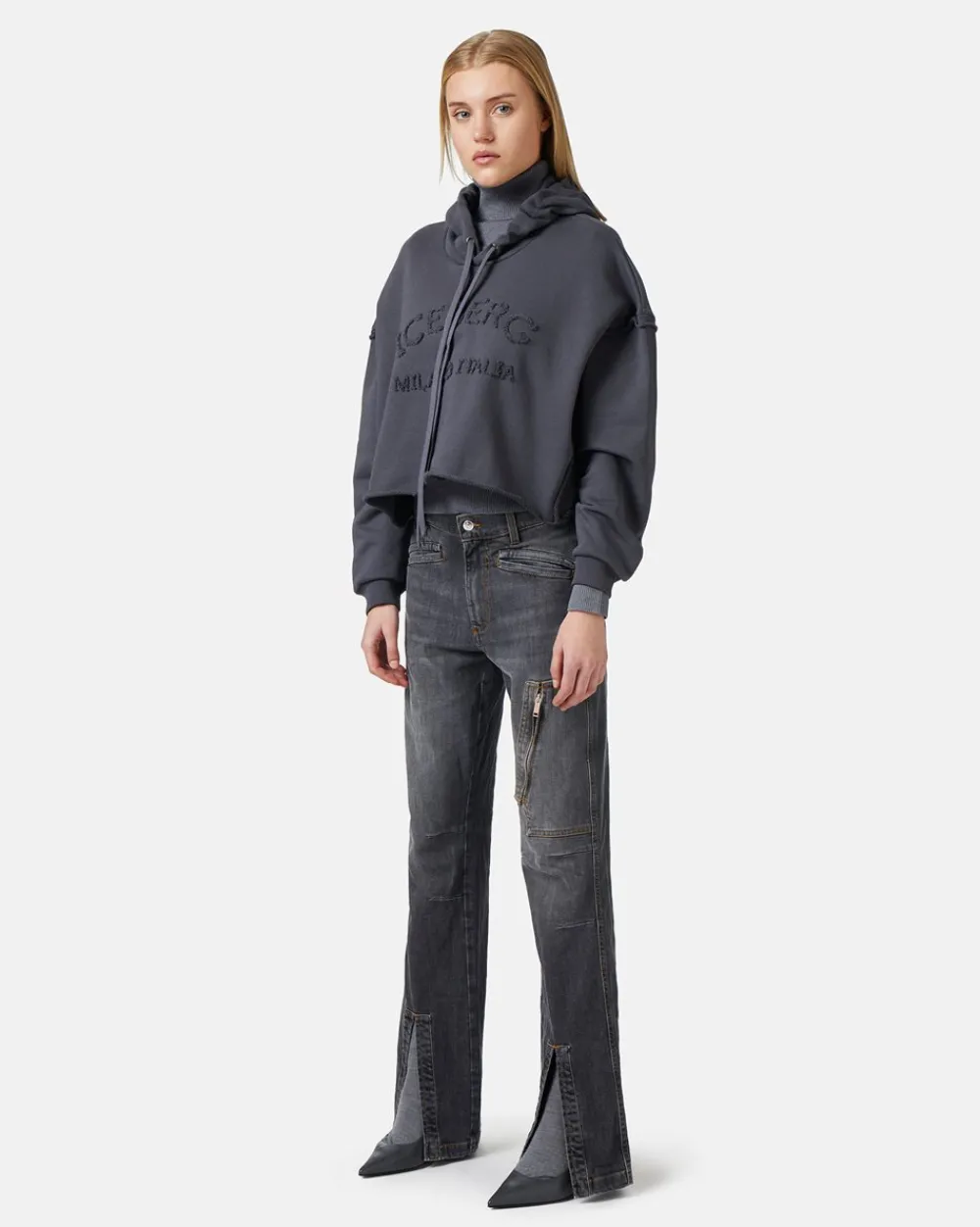 Women Iceberg Cropped Sweatshirt With Hood
