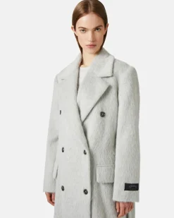 Women Iceberg Double-breasted Coat In Velor Cloth