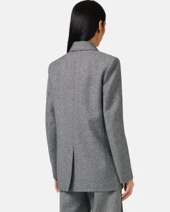 Women Iceberg Double-breasted Jacket In Wool Blend With Herringbone Pattern