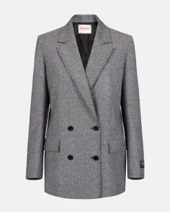 Women Iceberg Double-breasted Jacket In Wool Blend With Herringbone Pattern