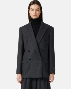 Women Iceberg Double Jacket In Melange Flannel