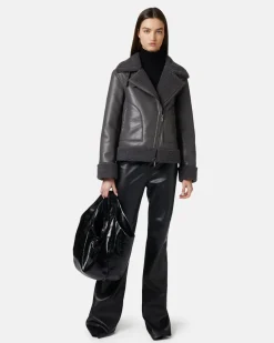 Women Iceberg Eco-sheepskin Biker Jacket