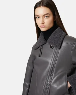 Women Iceberg Eco-sheepskin Biker Jacket