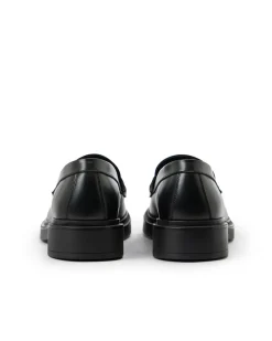 Women Iceberg Elegant Black Leather Loafers With Logo Monogram