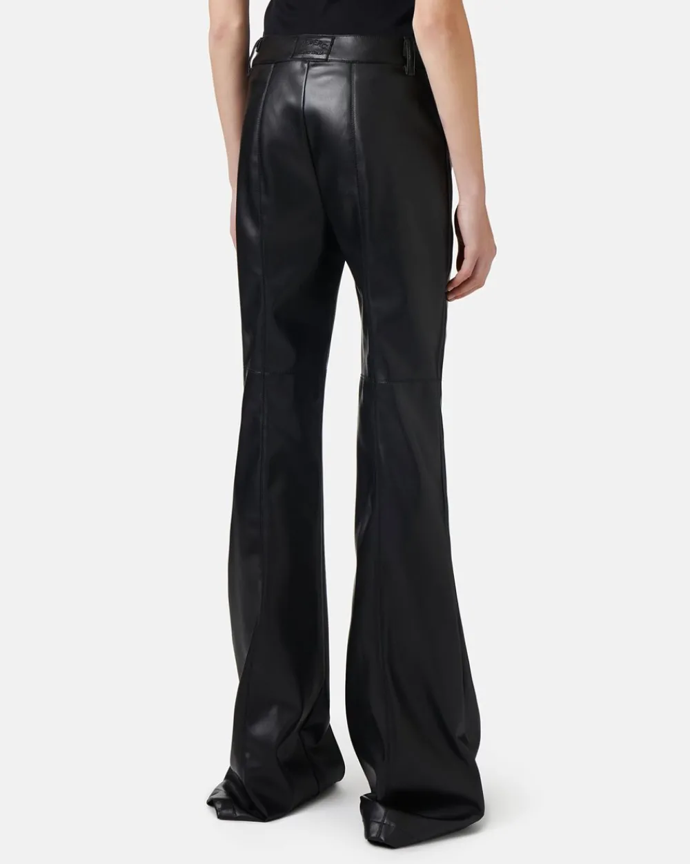 Women Iceberg Flare Fit Trousers In Faux Leather