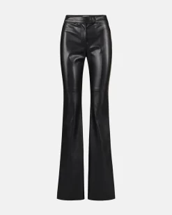 Women Iceberg Flare Fit Trousers In Faux Leather