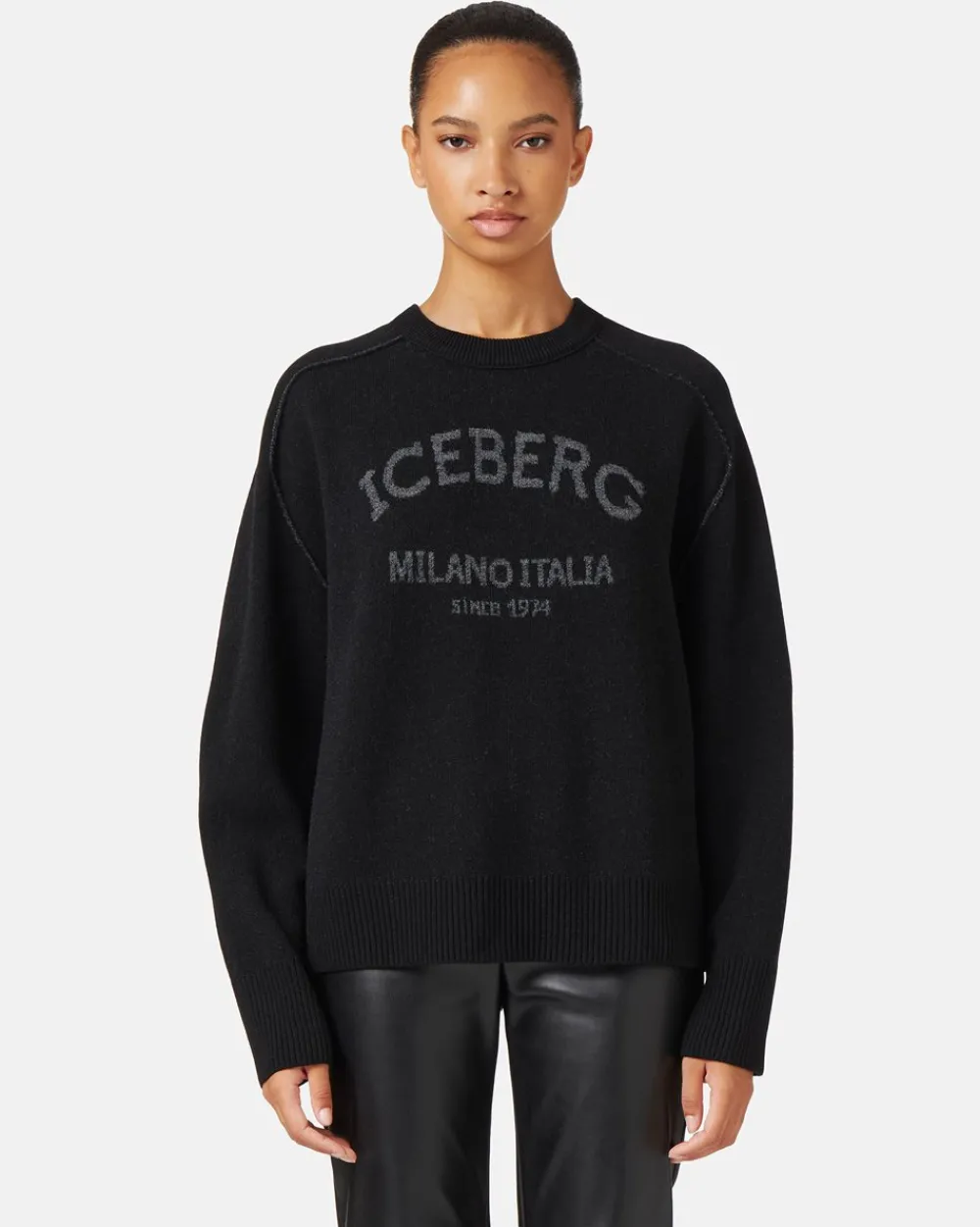 Women Iceberg Gray Crew-neck Sweater With Logo