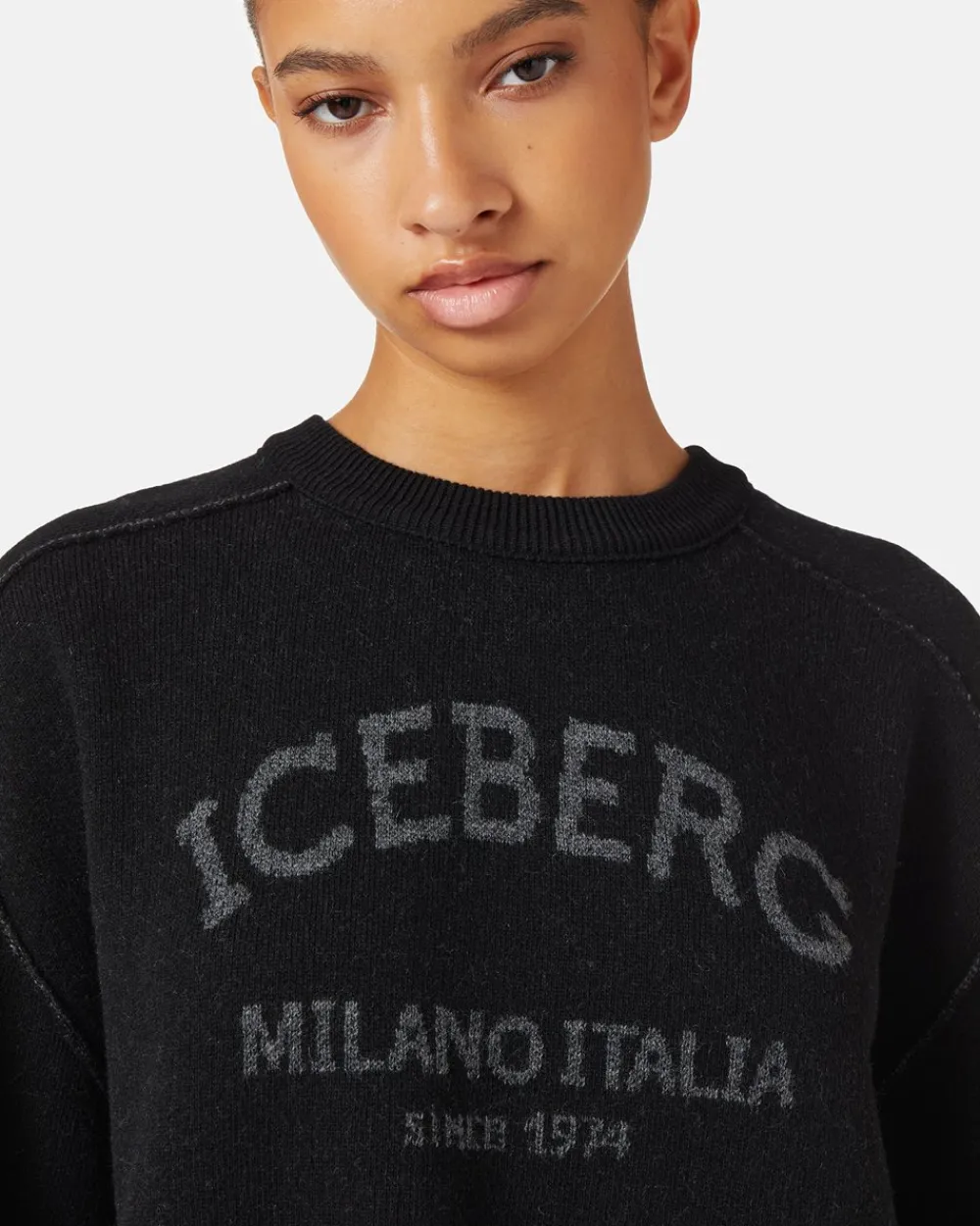 Women Iceberg Gray Crew-neck Sweater With Logo