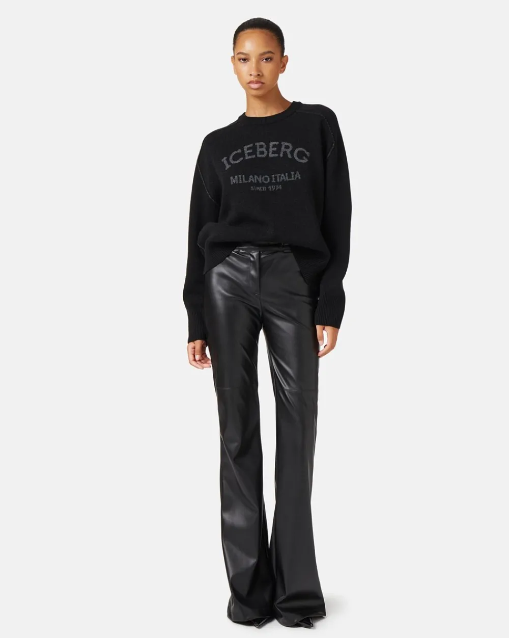 Women Iceberg Gray Crew-neck Sweater With Logo