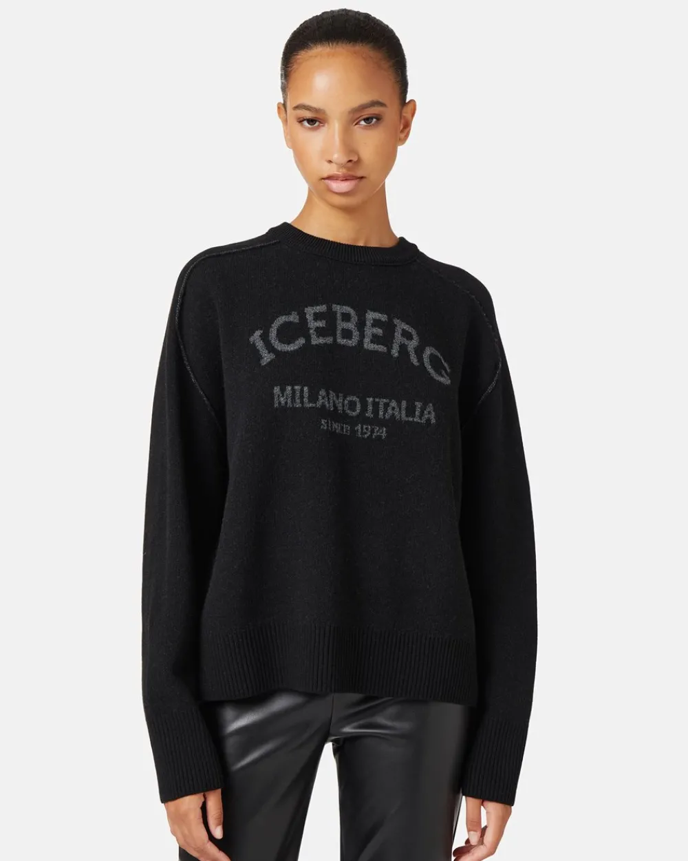 Women Iceberg Gray Crew-neck Sweater With Logo