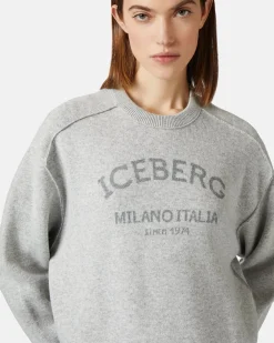 Women Iceberg Gray Crew-neck Sweater With Logo