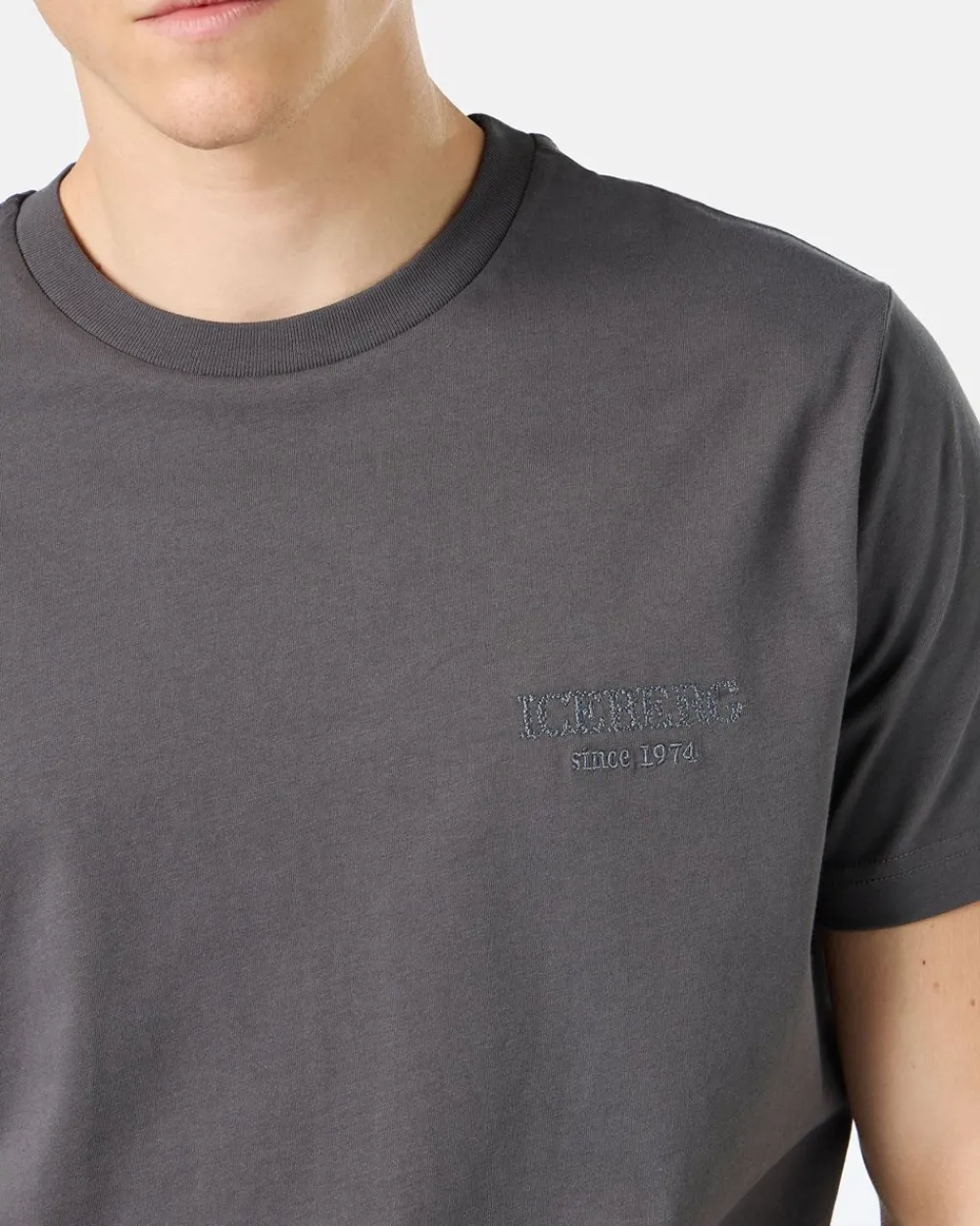 Iceberg Grey Crewneck Sweatshirt With Embroidered Logo