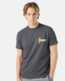 Iceberg Grey Slim-fit T-shirt In Sustainable Stretch Jersey With Garfield Print And Logo