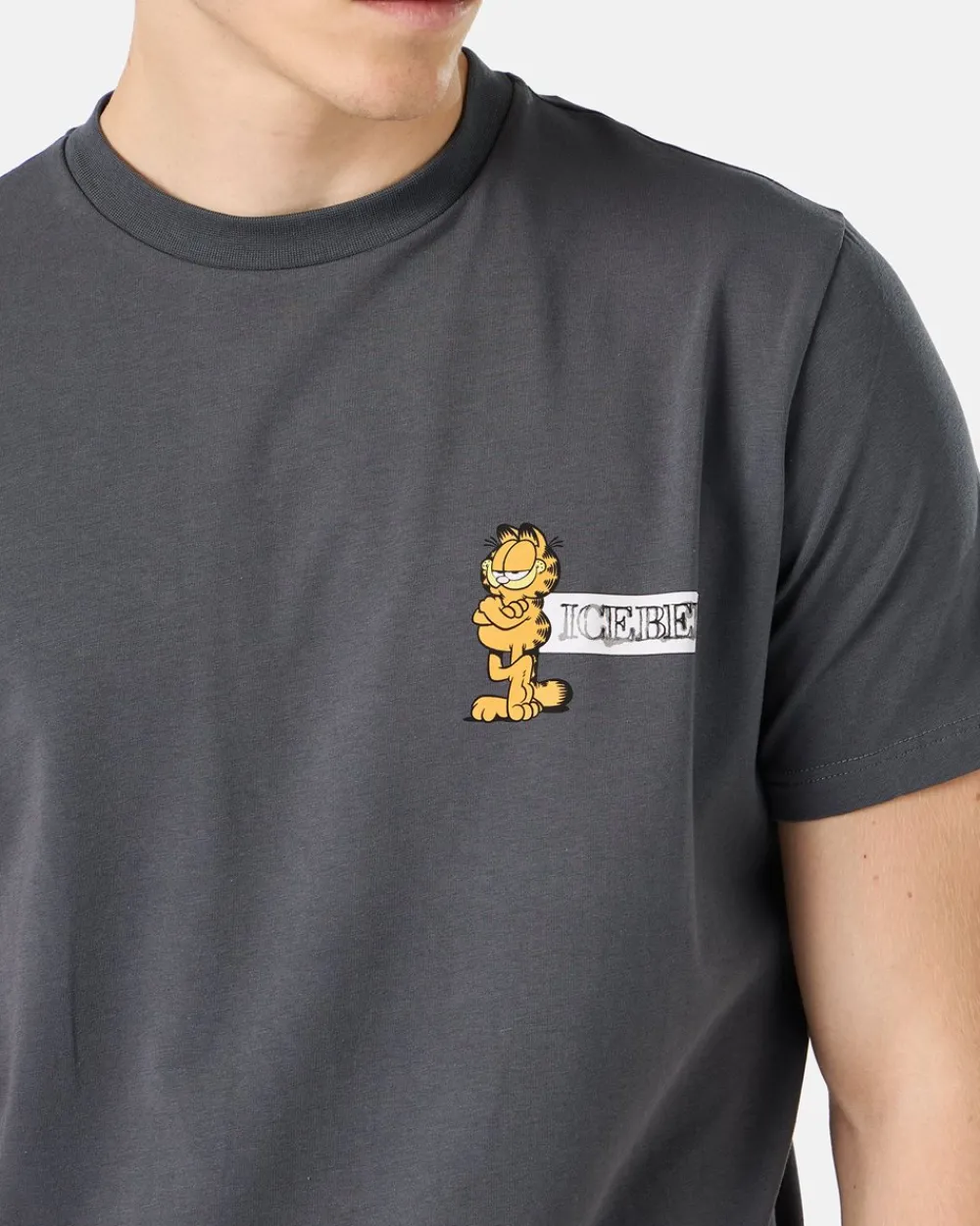 Iceberg Grey Slim-fit T-shirt In Sustainable Stretch Jersey With Garfield Print And Logo