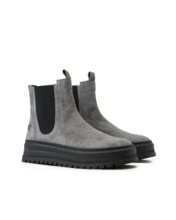 Iceberg Grey Suede Ankle Boot With Elastic Sides And Stud Details