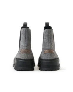 Iceberg Grey Suede Ankle Boot With Elastic Sides And Stud Details