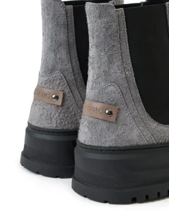 Iceberg Grey Suede Ankle Boot With Elastic Sides And Stud Details