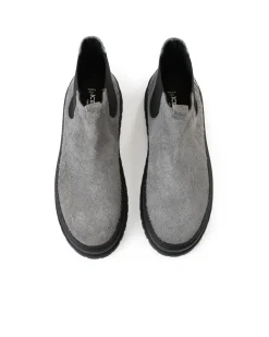 Iceberg Grey Suede Ankle Boot With Elastic Sides And Stud Details