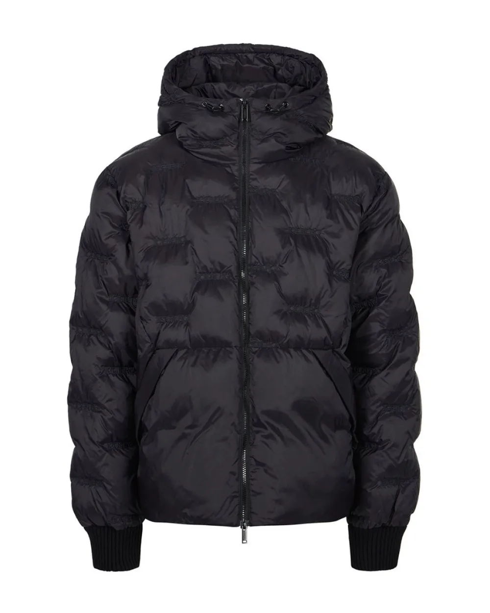Iceberg Imitation Down Nylon Jacket With Allover Embroidery And Central Zip