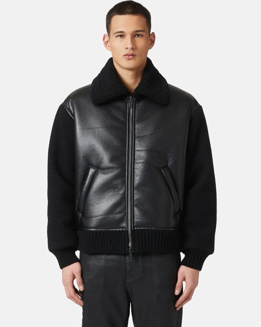 Iceberg Jacket In Eco-sheepskin And Knit