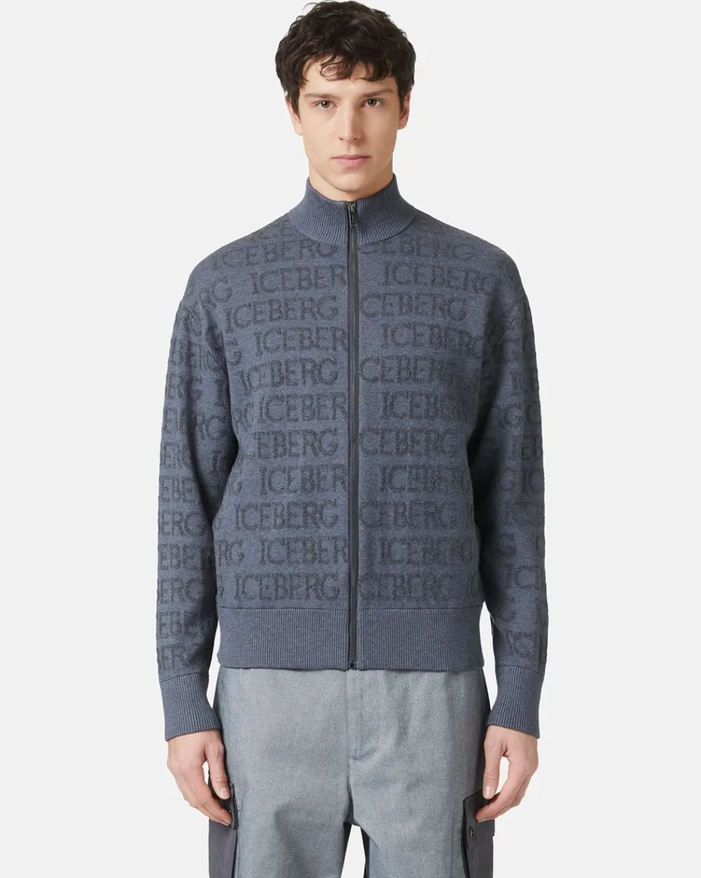 Iceberg Jacquard Knit Bomber Jacket