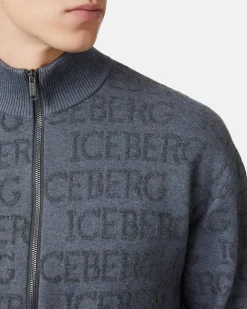 Iceberg Jacquard Knit Bomber Jacket