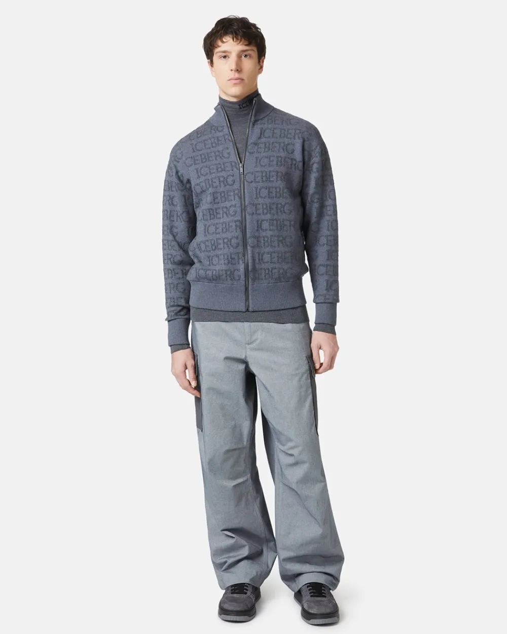 Iceberg Jacquard Knit Bomber Jacket