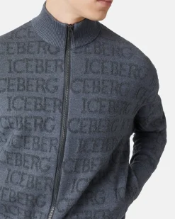 Iceberg Jacquard Knit Bomber Jacket