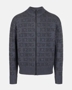 Iceberg Jacquard Knit Bomber Jacket