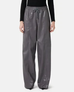 Women Iceberg Joggers Fit Trousers In Faux Leather
