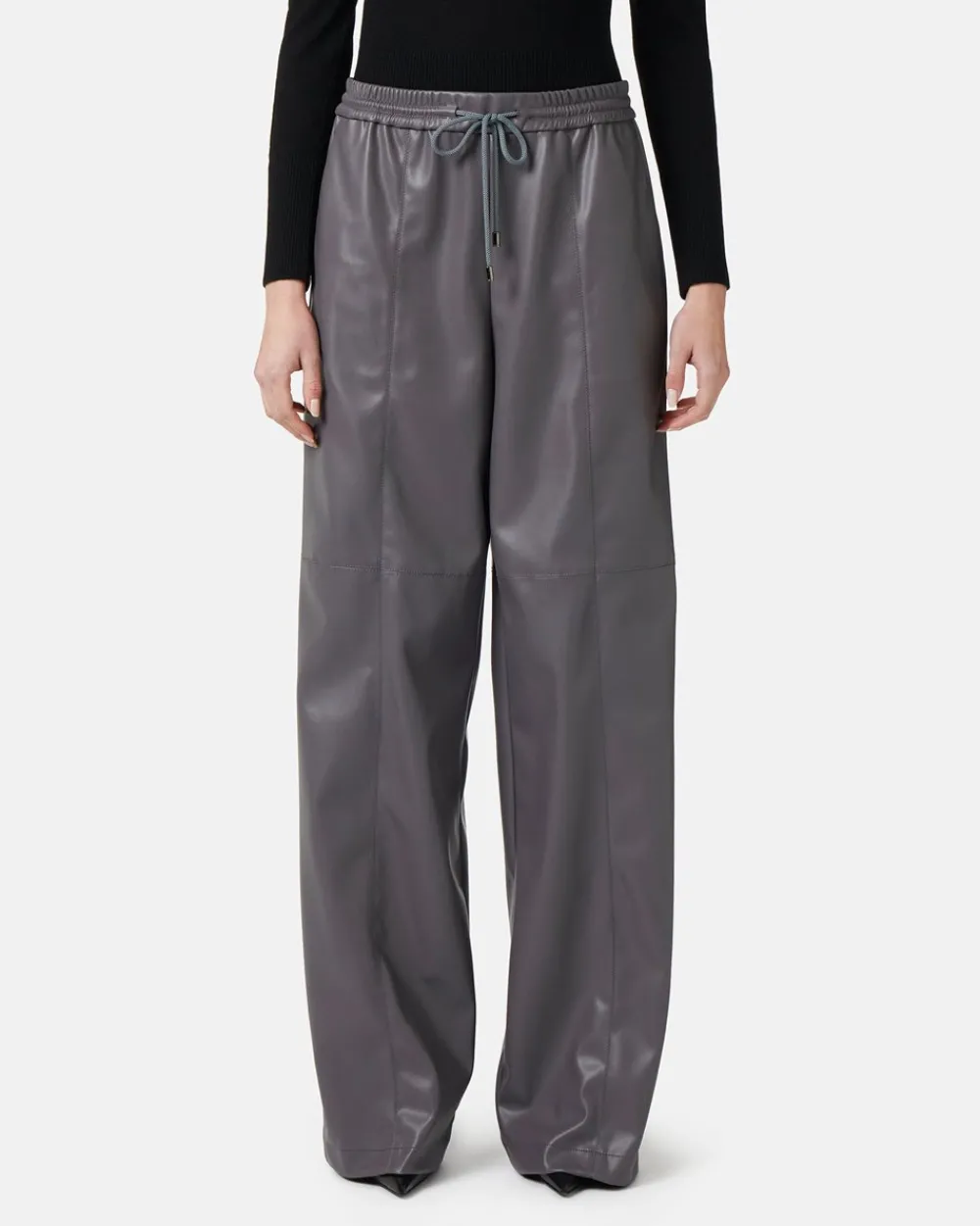 Women Iceberg Joggers Fit Trousers In Faux Leather