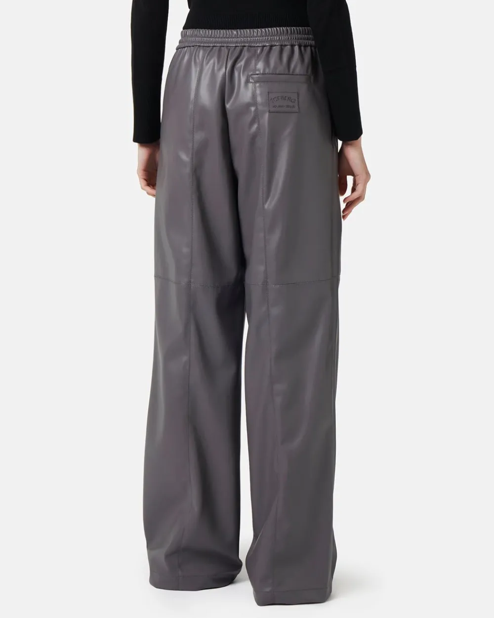 Women Iceberg Joggers Fit Trousers In Faux Leather