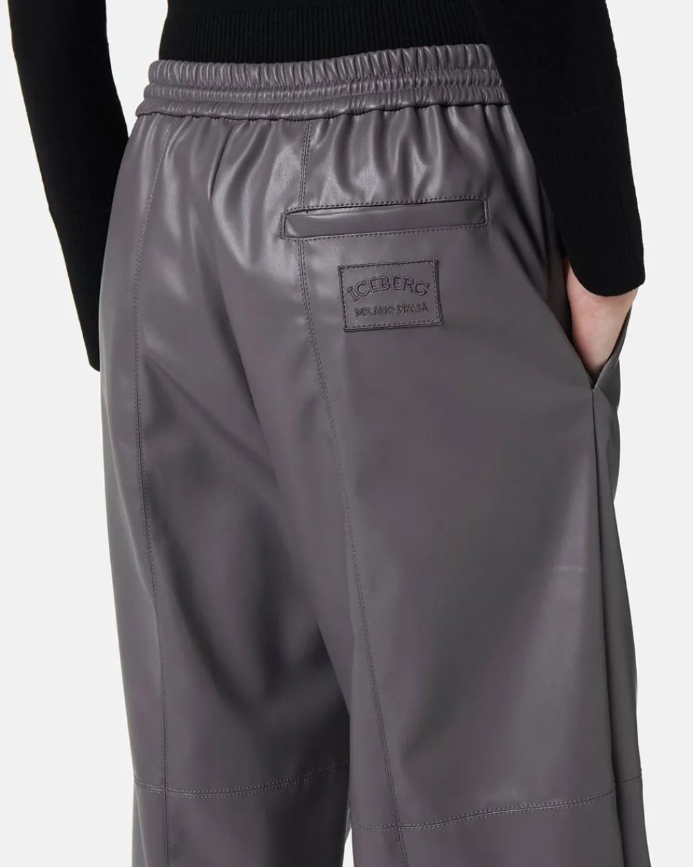 Women Iceberg Joggers Fit Trousers In Faux Leather