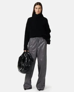 Women Iceberg Joggers Fit Trousers In Faux Leather