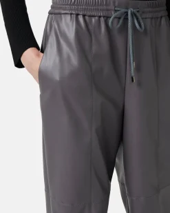 Women Iceberg Joggers Fit Trousers In Faux Leather